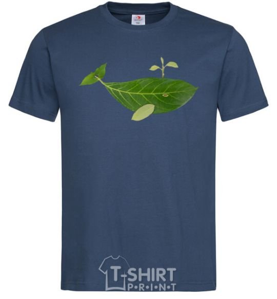 Men's T-Shirt A whale of a leaf navy-blue фото