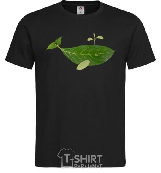 Мужская футболка Кит из листиков Черный фото