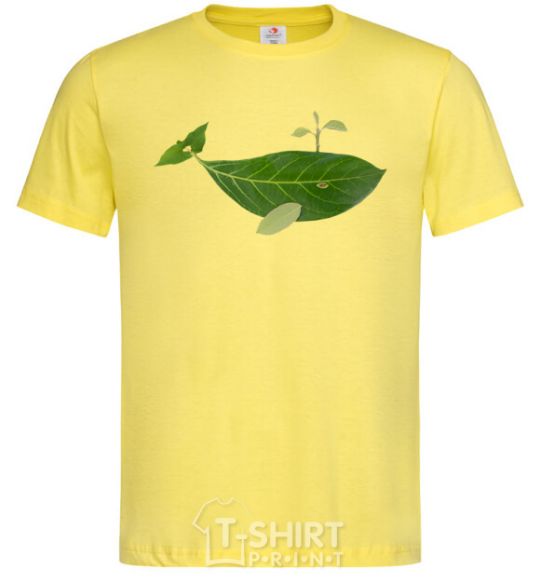 Мужская футболка Кит из листиков Лимонный фото