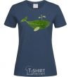 Women's T-shirt A whale of a leaf navy-blue фото