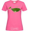 Женская футболка Кит из листиков Ярко-розовый фото