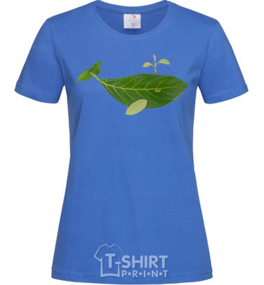 Women's T-shirt A whale of a leaf royal-blue фото