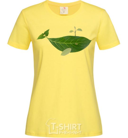 Женская футболка Кит из листиков Лимонный фото