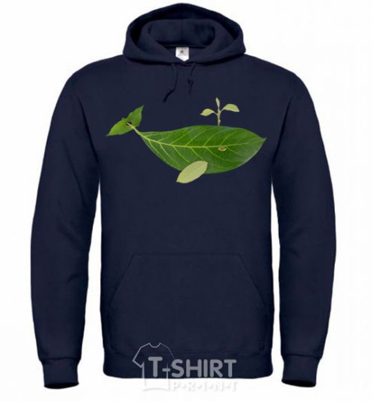 Men`s hoodie A whale of a leaf navy-blue фото