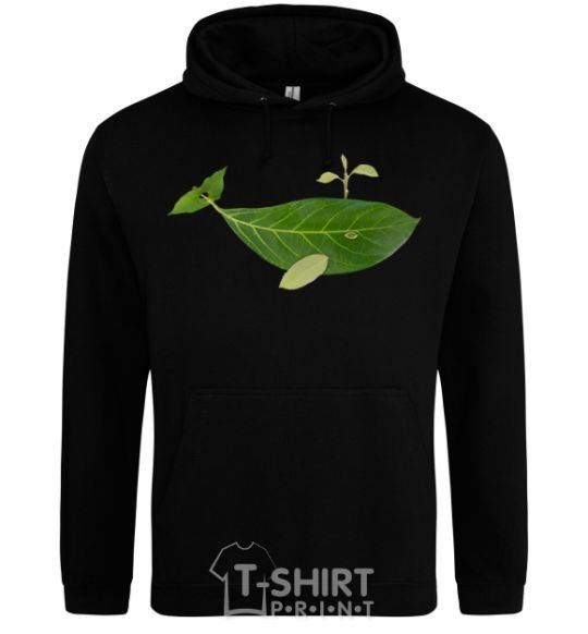 Men`s hoodie A whale of a leaf black фото