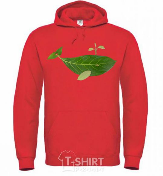 Men`s hoodie A whale of a leaf bright-red фото