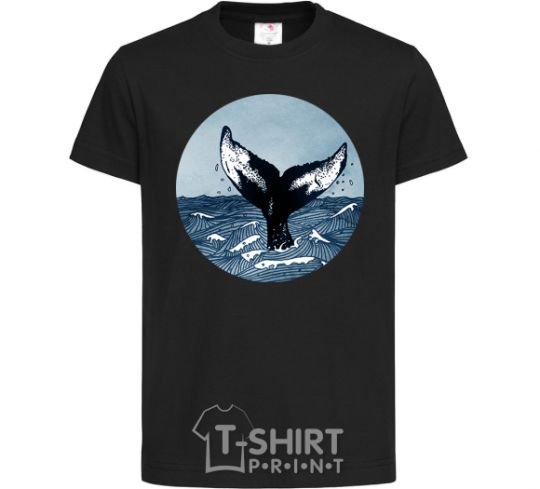 Kids T-shirt Whale tail circle black фото