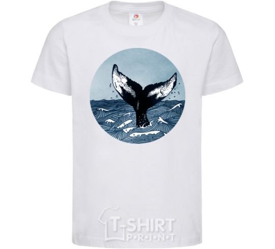 Kids T-shirt Whale tail circle White фото