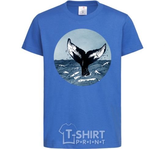 Kids T-shirt Whale tail circle royal-blue фото