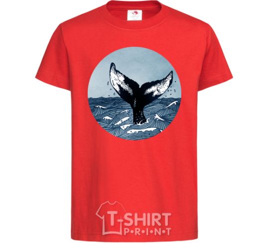 Kids T-shirt Whale tail circle red фото