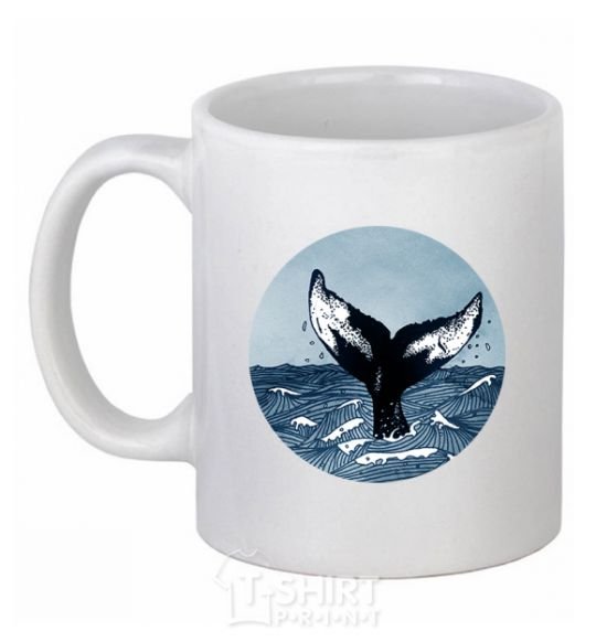 Ceramic mug Whale tail circle White фото