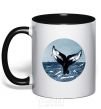 Mug with a colored handle Whale tail circle black фото