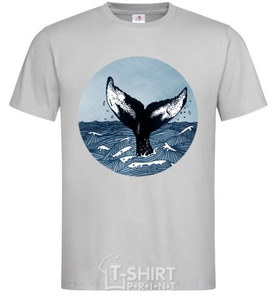 Men's T-Shirt Whale tail circle grey фото