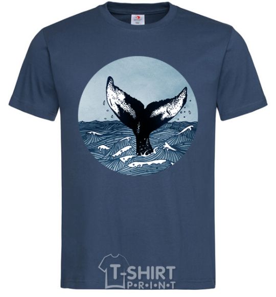 Men's T-Shirt Whale tail circle navy-blue фото