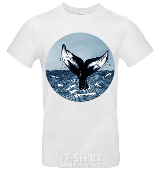Men's T-Shirt Whale tail circle White фото