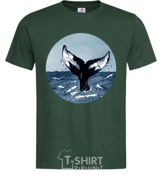 Men's T-Shirt Whale tail circle bottle-green фото