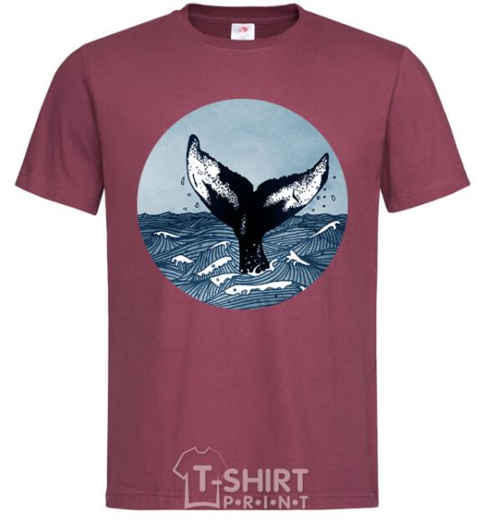 Men's T-Shirt Whale tail circle burgundy фото