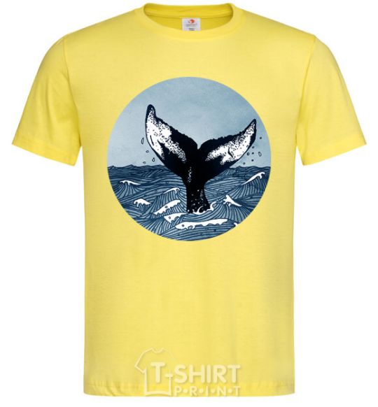 Men's T-Shirt Whale tail circle cornsilk фото