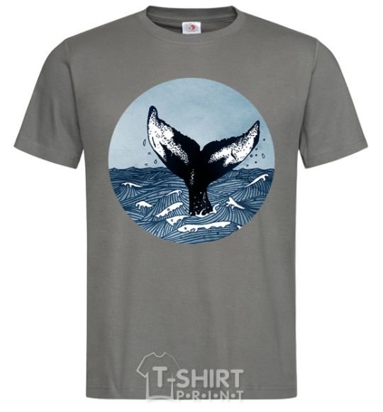 Men's T-Shirt Whale tail circle dark-grey фото