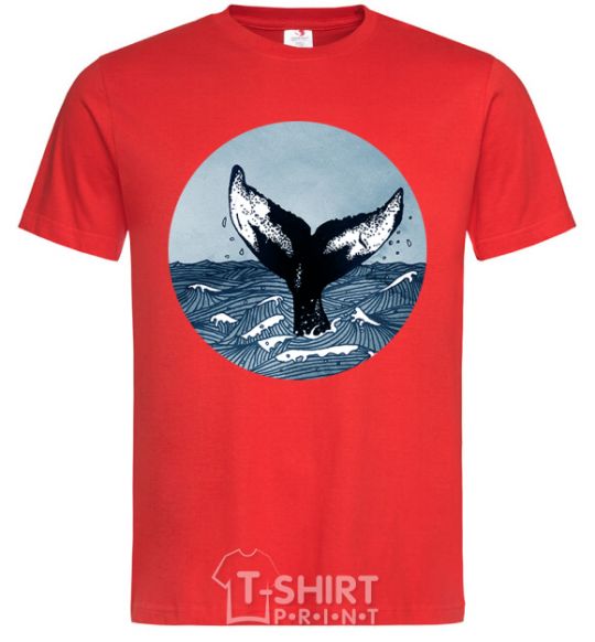 Men's T-Shirt Whale tail circle red фото