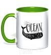 Mug with a colored handle Under the sea kelly-green фото