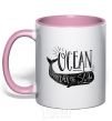 Mug with a colored handle Under the sea light-pink фото