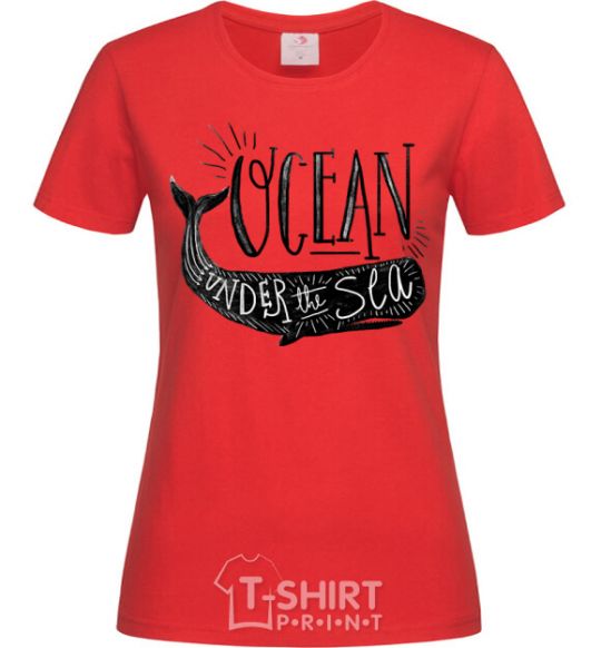 Women's T-shirt Under the sea red фото