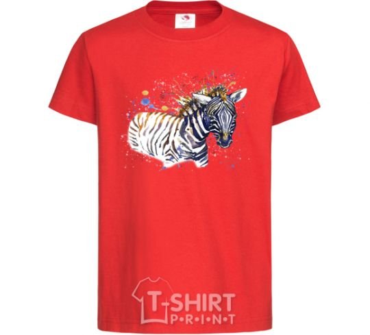 Kids T-shirt Zebra spray paint red фото