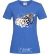 Женская футболка Зебра брызги краски Ярко-синий фото