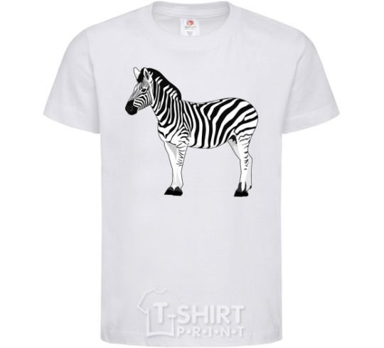 Kids T-shirt Zebra with black outline White фото