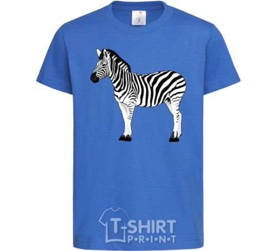 Kids T-shirt Zebra with black outline royal-blue фото