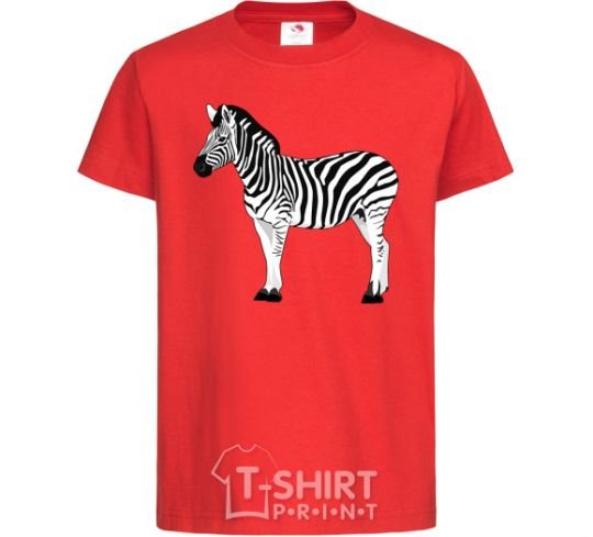 Kids T-shirt Zebra with black outline red фото