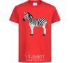Kids T-shirt Zebra with black outline red фото
