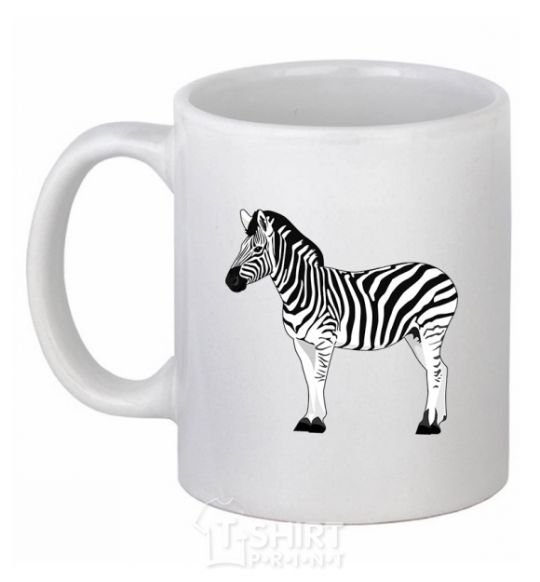 Ceramic mug Zebra with black outline White фото