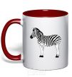 Mug with a colored handle Zebra with black outline red фото