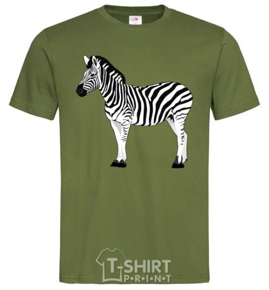 Men's T-Shirt Zebra with black outline millennial-khaki фото