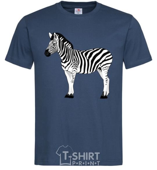 Men's T-Shirt Zebra with black outline navy-blue фото