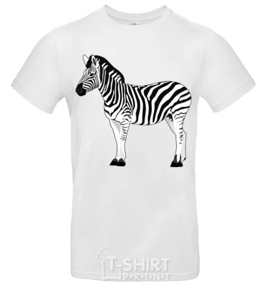 Men's T-Shirt Zebra with black outline White фото