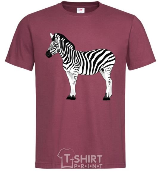 Men's T-Shirt Zebra with black outline burgundy фото
