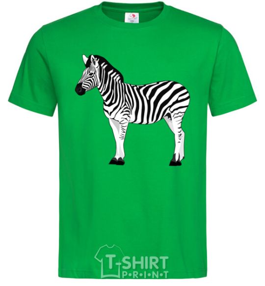 Men's T-Shirt Zebra with black outline kelly-green фото
