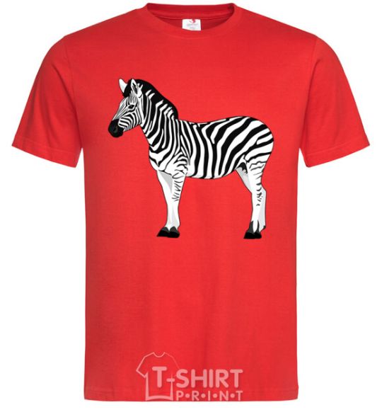 Men's T-Shirt Zebra with black outline red фото