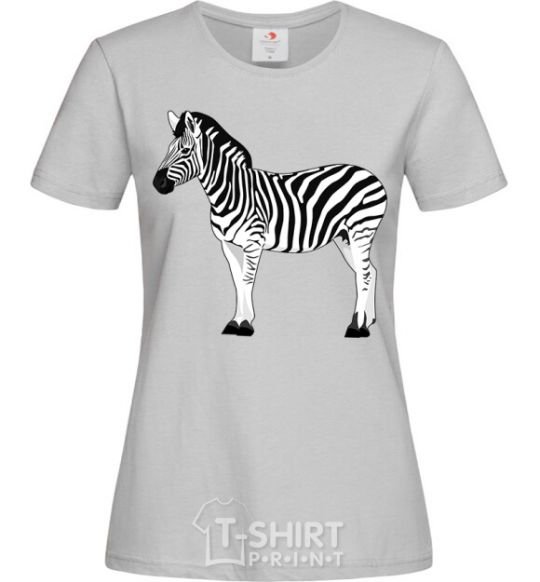 Women's T-shirt Zebra with black outline grey фото
