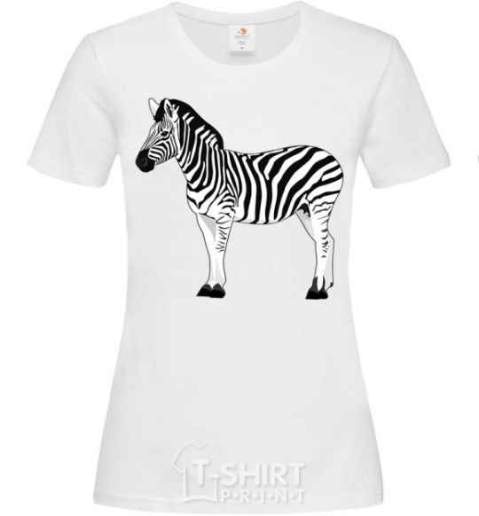 Women's T-shirt Zebra with black outline White фото