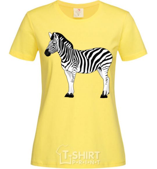 Women's T-shirt Zebra with black outline cornsilk фото