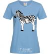 Women's T-shirt Zebra with black outline sky-blue фото