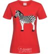 Women's T-shirt Zebra with black outline red фото