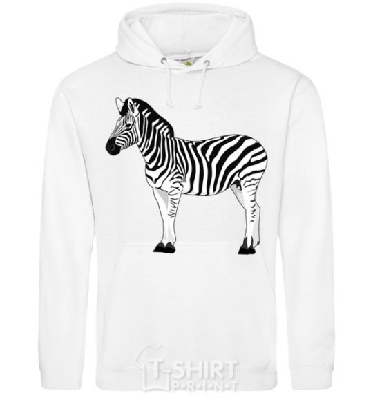 Men`s hoodie Zebra with black outline White фото