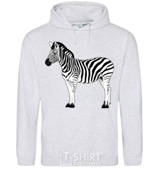 Men`s hoodie Zebra with black outline sport-grey фото