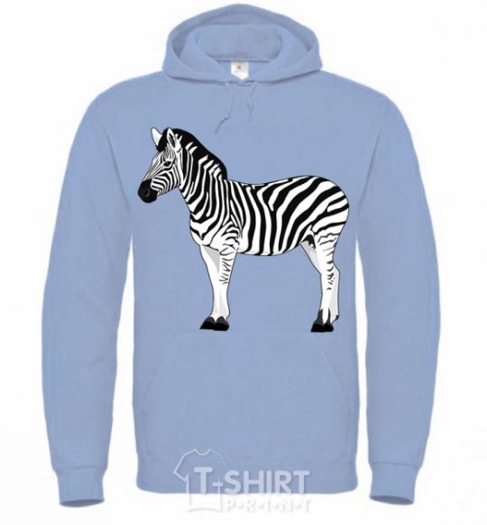 Men`s hoodie Zebra with black outline sky-blue фото