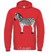 Men`s hoodie Zebra with black outline bright-red фото